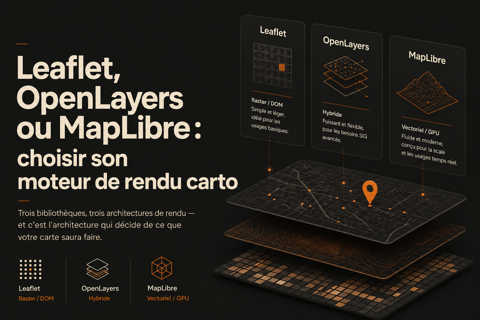 Comparaison des moteurs de rendu cartographique web Leaflet, OpenLayers et MapLibre